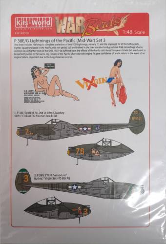 DISCOUNT DECALS 1/48 5845 KW148208 P 38E/G LIGHTNINGS OF THE PACIFIC MID-WAR SET 3 Kits-World