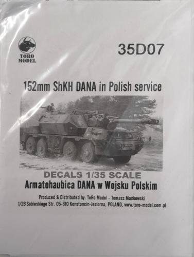 DISCOUNT DECALS 1/35 6069 35D07 152MM SHKH DANA IN POLISH SERVICE ToRo Model