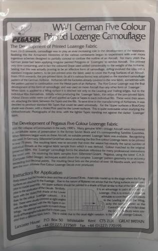 DISCOUNT DECALS  6159 WW1 GERMAN FIVE COLOUR PRINTED LOZENGE CAMOUFLAGE Pegasus