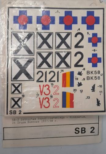 DISCOUNT DECALS  6186 SB 2 SB-2 LOTNICTWA REPUBLIKA  SKIEGO HISZPANIA 24 GRUPA BOMBOWA 1937/38 R Unknown