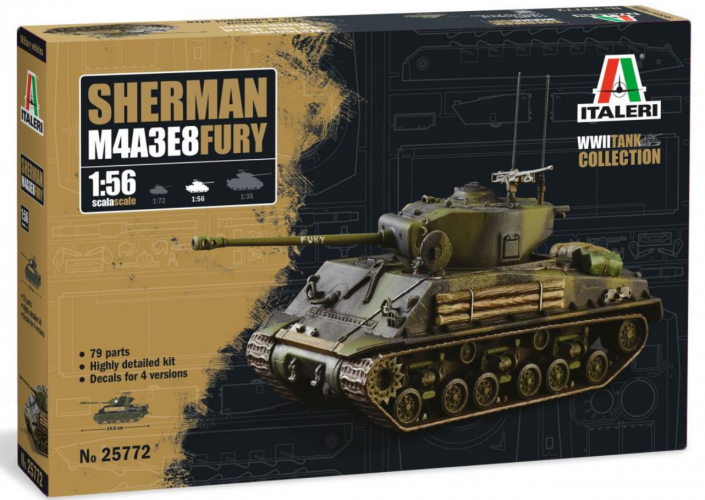 ITALERI  1/56 25772 SHERMAN M4A3E8 FURY