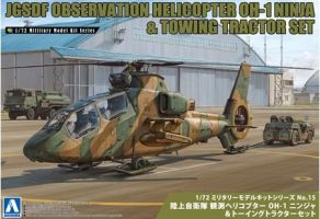 Thumbnail AOSHIMA 01435 JGSDF OBSERVATION HELICOPTER OH-1 NINJA   TOWING TRACTOR SET