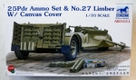 Thumbnail BRONCO 3551 25 pdr AMMO SET   No.27 LIMBER w/CANVAS COVER