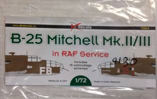 Thumbnail DISCOUNT DECALS 4130. 72043 DK DECALS B-25 MITCHELL MKII/III