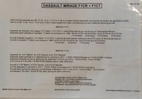 Thumbnail DISCOUNT DECALS 4324. BERNA DECALS 72-101 DASSAULT MIRAGE F1CR    F1CT