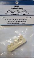 Thumbnail TRUE DETAILS 72006 F-4 C/D/E/F /G WHEEL SET 2 MAIN   2 NOSE WHEELS CIRCUMFERENTIAL TREAD