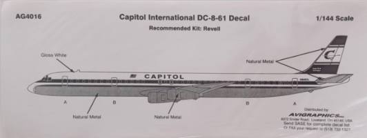 Thumbnail DISCOUNT DECALS 5204 AG4016 CAPITOL INTERNATIONAL DC-8-61 DECAL Avigraphics