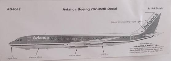 Thumbnail DISCOUNT DECALS 5205 AG4042 AVIANCA BOEING 707-359B DECAL Avigraphics