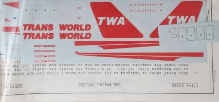 Thumbnail DISCOUNT DECALS 5233 TWA-767-200 TWA BOEING 767-200 DECAL SHEET 
