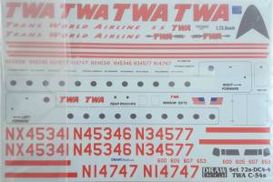 Thumbnail DISCOUNT DECALS 5235 72S-DC-4-4 TWA DECAL SET DRAW Decal