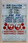 Thumbnail MICROSCALE 103. 44-3 BOEING 747 NORTHWEST ORIENT JAL AIR CANADA