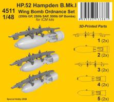 Thumbnail CMK 4511 HANDLEY PAGE HP. HAMPDEN B MK.I WING BOMB ORDNANCE SET