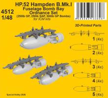 Thumbnail CMK 4512 HANDLEY PAGE HP. HAMPDEN B MK.I FUSELAGE BOMB BAY ORDNANCE SET