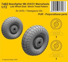 Thumbnail CMK 7482 BEAUFIGHTER MK.VI/X/21 MAIN WHEELS LATE WHEEL DISC/ BLOCK TREAD PATTERN