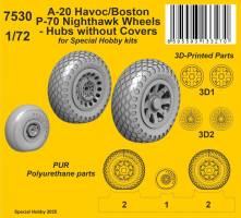 Thumbnail CMK 7530 A-20 HAVOC/ BOSTON P-70 NIGHTHAWK WHEELS - HUBS WITHOUT COVERS