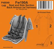 Thumbnail CMK P48049 FW190A SEAT AND SIDE SECTION BACK ARMOUR WITH HARNESS