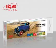 Thumbnail ICM 3048 US CARS OF 1930S   40S ACRYLIC PAINT SET  UK SALE ONLY