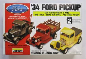 Thumbnail LINDBERG 72157 34 FORD PICKUP - BUILT ONE OF 3 WAYS - TOW TRUCK - STAKE BED - PRO STREET