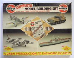 Thumbnail AIRFIX 60213 COMPLETE MODEL BUILDING SET - HAWKER TYPHOON IB - SCORPION TANK - H.M.S LEANDER - HAWKER SIDDELEY HARRIER