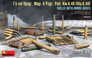 Thumbnail MINIART 35375 7.5CM SPRGR. NBGR AND PZGR PATR. KW.K.40  STU.K.40  SHELLS WITH AMMO BOXES