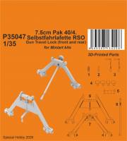 Thumbnail CMK P35047 7.5CM PAK 40/4 SELBSTFAHRLAFETTE RSO GUN TRAVEL LOCK FRONT AND REAR
