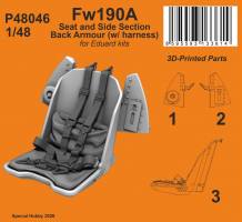 Thumbnail CMK P48046 FOCKE-WULF FW190A SEAT AND SIDE SECTION BACK ARMOUR WITH HARNESS