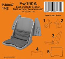 Thumbnail CMK P48047 FOCKE-WULF FW190A SEAT AND SIDE SECTION BACK ARMOUR  W/O HARNESS 