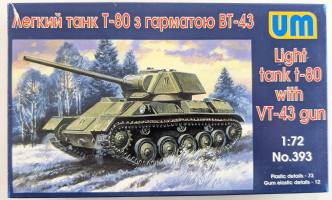 Thumbnail UNIMODEL 393 LIGHT TANK T-80 WITH VT-43 GUN