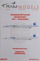 Thumbnail DISCOUNT DECALS 5620. RAM144-002 AEROSPATIALE-BAC CONCORDE CANCELLED ORDERS PART 1  PAN AM AIRLINES RAM MODELS
