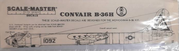 Thumbnail DISCOUNT DECALS 5862 SM-26 CONVAIR B-36H Scale-Master
