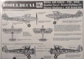 Thumbnail DISCOUNT DECALS 6050 31A ROYAL AIR FORCE PRE-WAR HAWKER FURY I BRISTOL BULLDOG IIA GLOSTER GLADIATOR I A.W. SISKIN IIIA Modeldecal