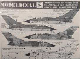 Thumbnail DISCOUNT DECALS 6053 87 W GERMAN AIR FORCE AND NAVY TORNADOS JBG 38 MFG.1 TTTE WAKO ERPST.61 BELGIAN AIR FORCE MIRAGE 5BA 8SQN 15TH ANNIVERSARY SCHEME Modeldecal