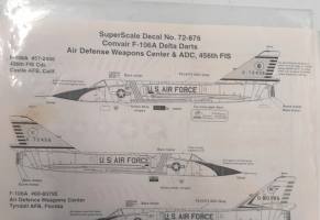 Thumbnail DISCOUNT DECALS 6055 72-876 CONVAIR F-106A DELTA DARTS AIR DEFENSE WEAPONS CENTER   ADC 456TH FIS SuperScale Decal
