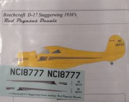 Thumbnail DISCOUNT DECALS 6207 NC18777 BEECHCRAFT D-17 STAGGERWING 1930 S Red Pegasus Decals