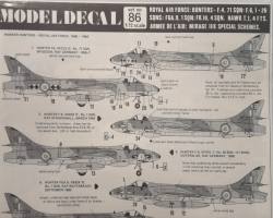 Thumbnail DISCOUNT DECALS 6235 86 ROYAL AIR FORCE HUNTERS F.4 71 SQN F.6 1   26 SQNS FGA.9 1 SQN FR.10 4 SQN HAWK T.1 4 FTS ARMEE DE L AIR MIRAGE IIIE SPECIAL SCHEMES Modeldecal